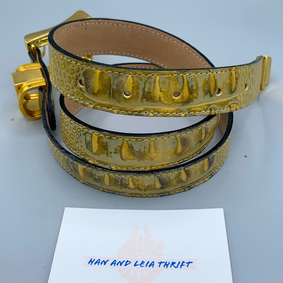 New Vintage Deadstock BB Simon Alligator belt with gold overlay buckle & tip. main image 7